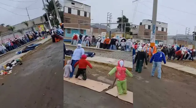 Transeúnte queda sorprendido al confundir muñecos de Año Nuevo con grupo de personas Transeúnte queda sorprendido al confundir muñecos de Año Nuevo con grupo de personas