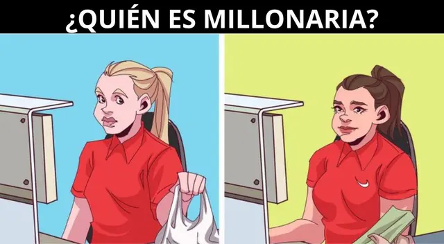Intenta descubrir que mujer es millonaria en este acertijo visual solo para verdaderos genios. Intenta descubrir que mujer es millonaria en este acertijo visual solo para verdaderos genios.