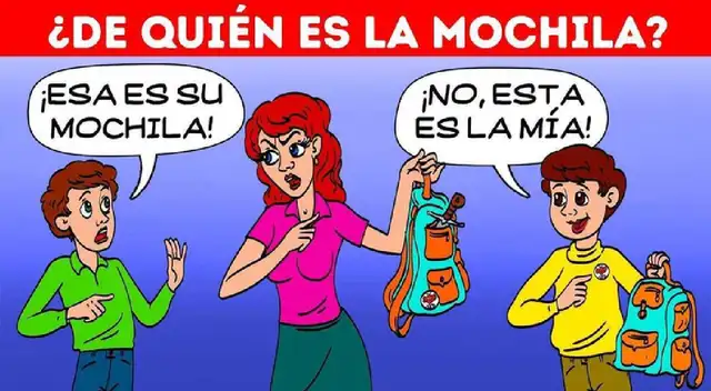 Descubre en menos de 7 segundos cuál de los niños es el dueño de la mochila Descubre en menos de 7 segundos cuál de los niños es el dueño de la mochila