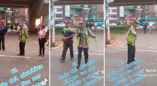 Anciano cumple su 'sueño' de ser 'policía de tránsito' y se hace viral en tiktok