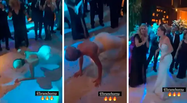 Gisela Valcárcel se acercó a la recién casada para ayudarla a levantarse después de su baile.