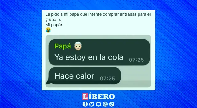 Para amenizar la cola virtual, una fan compartió un curios chat con su padre.
