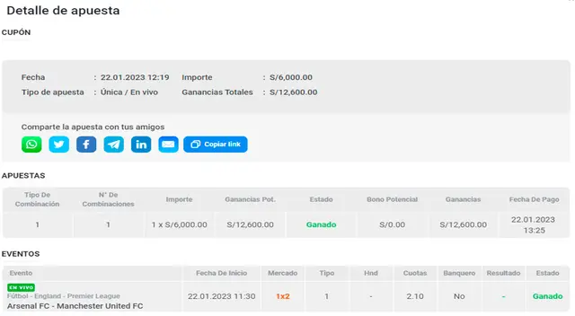 apuesta peruano Arsenal FC