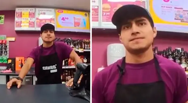 En todo momento, el trabajador trató de aguantar la risa y continuar con la atención.