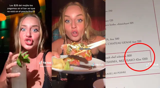 La joven quedó en shock al ver la carta y la cuenta que tuvo que pagar por comer en este restaurante. La joven quedó en shock al ver la carta y la cuenta que tuvo que pagar por comer en este restaurante.