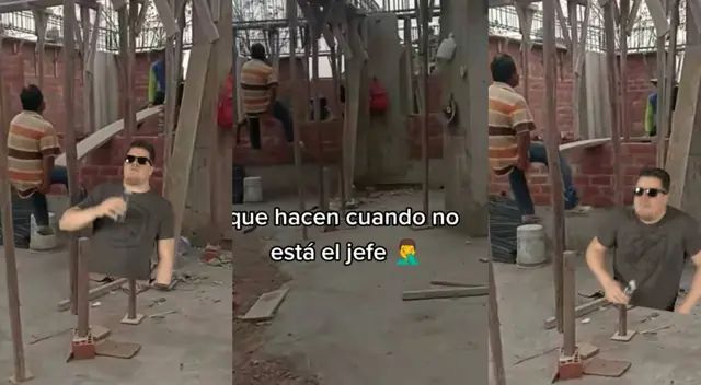 Albañiles son captados jugando al 'sube y baja' en medio de obra