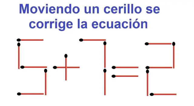 Mueve solo un cerillo y da con la respuesta correcta de la ecuación. Mueve solo un cerillo y da con la respuesta correcta de la ecuación.