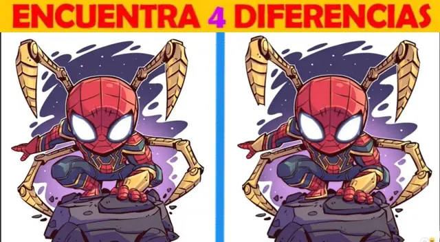 Ubica las 4 diferencias del reto viral de Spider-Man en solo 6 segundos Ubica las 4 diferencias del reto viral de Spider-Man en solo 6 segundos
