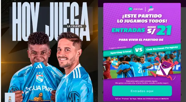 Por el aplicativo Yape podrás comprar entradas para el partido del Sporting Cristal. Por el aplicativo Yape podrás comprar entradas para el partido del Sporting Cristal.