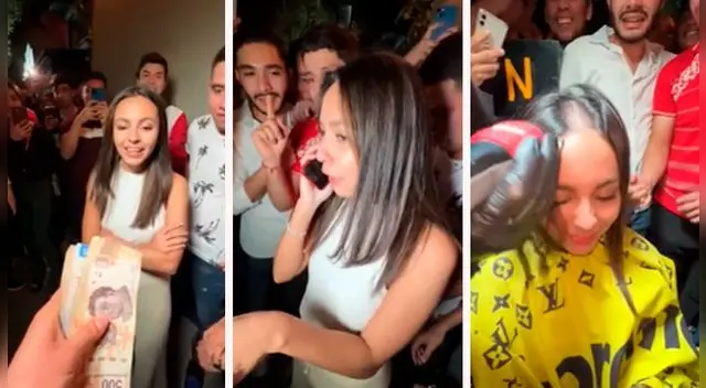 Los amigos de la joven gritaron su nombre a viva voz para darle ánimos, luego que aceptó el reto.
