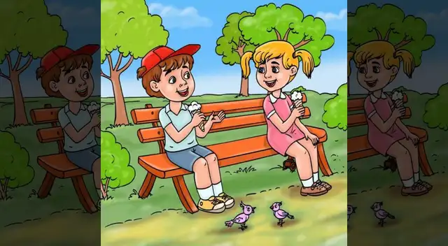 Encuentra el error en la siguiente imagen de ambos niños comiendo helado. Encuentra el error en la siguiente imagen de ambos niños comiendo helado.