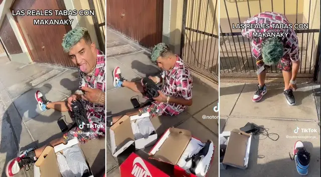El influencer recibió una nueva caja de zapatillas para reemplazar el único par que su manager no se llevó.