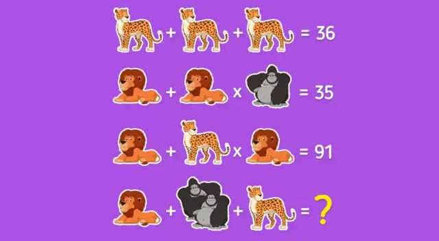 Tu MISIÓN será encontrar el valor de los animales y después resolver la última ecuación del acertijo visual. Tu MISIÓN será encontrar el valor de los animales y después resolver la última ecuación del acertijo visual.