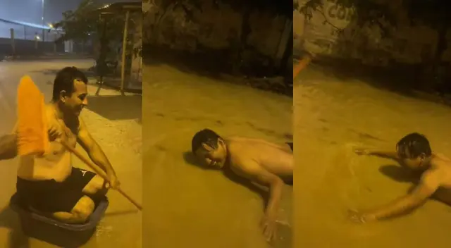 Amigos se unen y la hacen de actores se riesgo en inundación