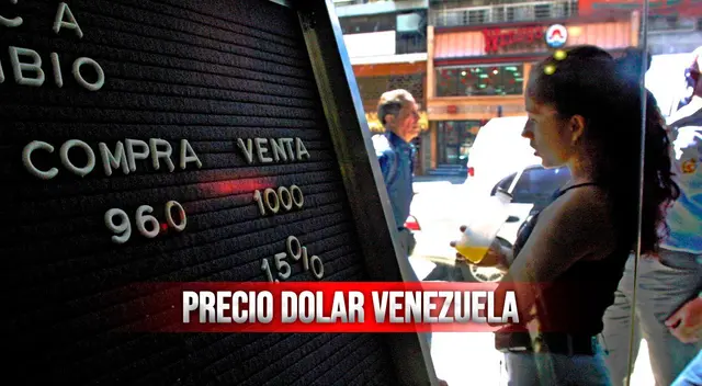 Mujer pasando por una casa de cambio.