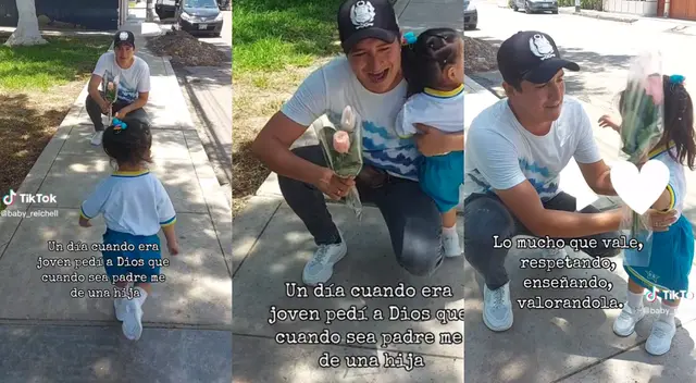 Varios usuarios enternecieron por el acto del hombre al llevar flores a su hija.