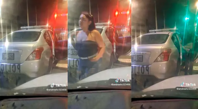 Jóvenes fueron captadas saliendo de un patrullero en horas de la madrugada.