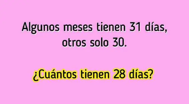 ¿Cuál es la respuesta? Descubre qué meses tienen 28 días