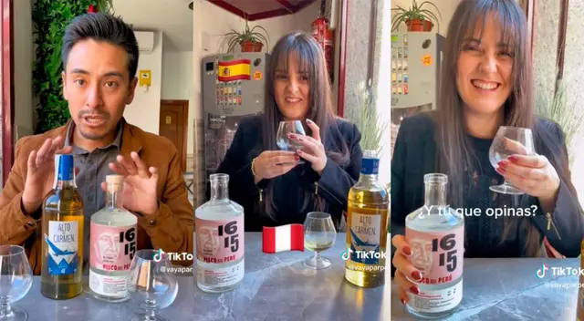 Joven española es viral en redes sociales luego de probar el Pisco Peruano.