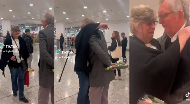 Reencuentro de pareja de abuelos sorprende en redes sociales.