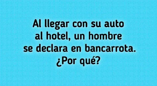 Descubre porque se declaró el bancarrrota el hombre tras llegar a su hotel