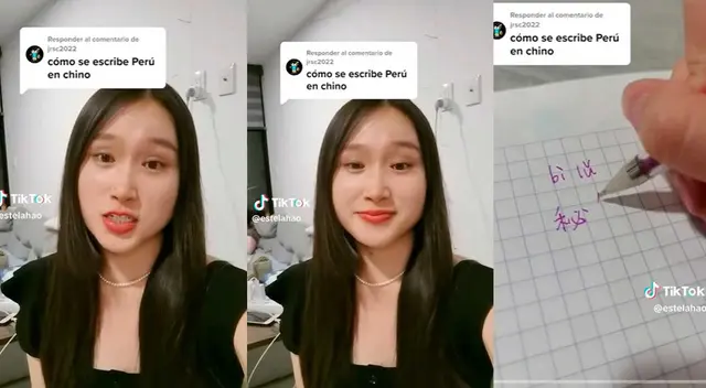 La joven asiática sorprendió al pronunciar y escribir 'Perú' en chino. La joven asiática sorprendió al pronunciar y escribir 'Perú' en chino.