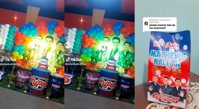 Peruana le celebra cumpleaños a su hijo con temática del Grupo 5.