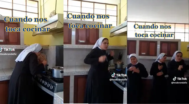 Mira el swing que las monjitas le pusieron a la hora de preparar el almuerzo.