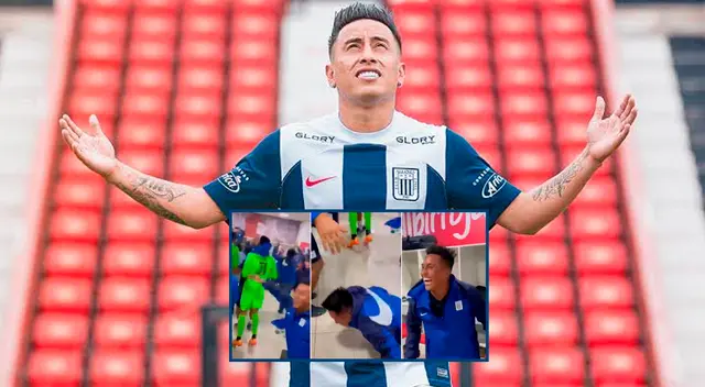 Cueva se resbaló en pleno festejo de Alianza Lima en los vestuarios.
