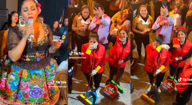 Unas trabajadoras ignoraron su trabajo por unos segundos para disfrutar el concierto de Dina.