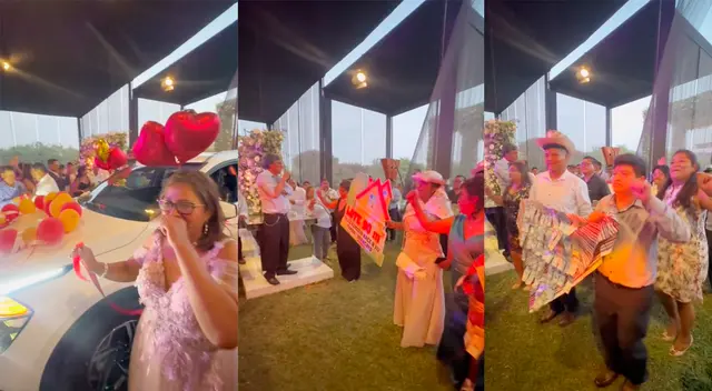 Pareja de esposos celebra a lo grande su matrimonio y asistentes dan lujosos regalos. Pareja de esposos celebra a lo grande su matrimonio y asistentes dan lujosos regalos.