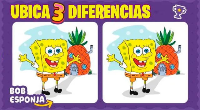 Solo un verdadero fanático de Bob Esponja encontrará todas las diferencias.