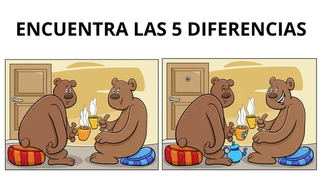 Observa bien y encontra la 5 diferencias en los osos.