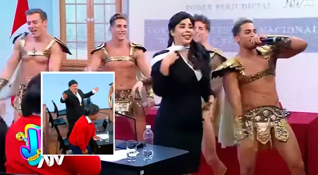 Gabriela Serpa tuvo una divertida participación con los 'chicos dorados' de Rústica.