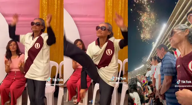 Uno de sus familiares captó el tierno momento de la señora luciendo la camiseta de Universitario. Uno de sus familiares captó el tierno momento de la señora luciendo la camiseta de Universitario.