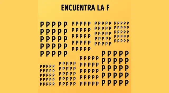 Podrás hallar la letra F entre todas la P.