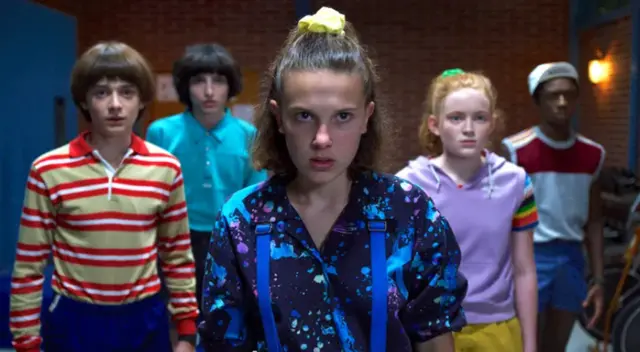  Noah Schnapp, Finn Wolfhard, Millie Bobby Brown, Sadie Sink, Caleb McLaughlin. Foto: Netflix   