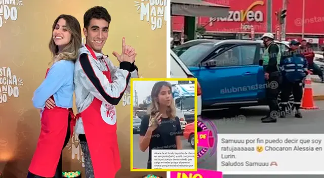 La parte delantera del auto de la actriz quedó destrozado, mientras que ella y Jorge salieron ilesos.
