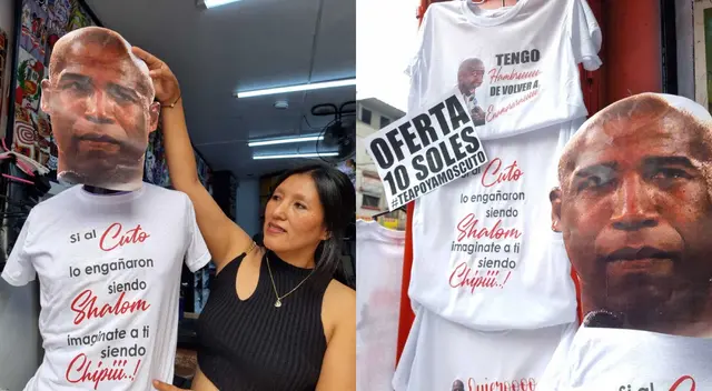 Comerciantes venden polos en apoyo a 'Cuto' Guadalupe.
