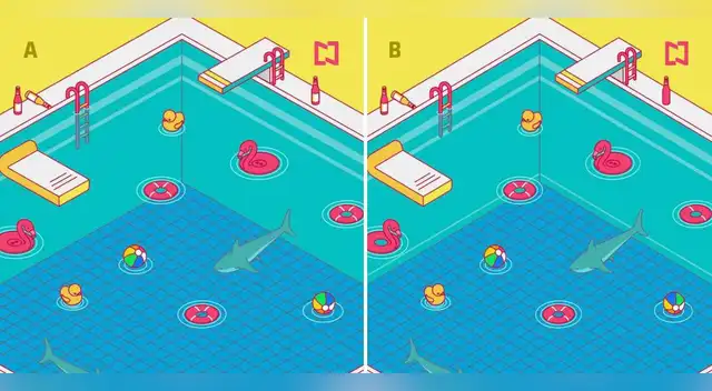 Reto visual extremo: Encuentra las 7 diferencias de la alberca y demuestra tu agilidad