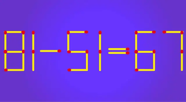 Convierte esta ecuación matemática incorrecta en correcta moviendo solo 2 cerillos.