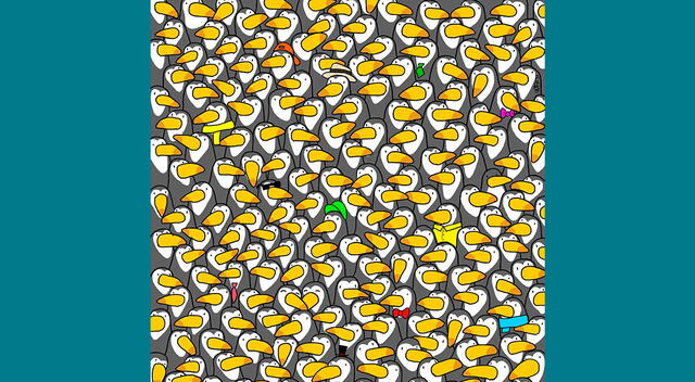 Descubre en 15 segundos dónde está el pingüino infiltrado entre los tucanes. Descubre en 15 segundos dónde está el pingüino infiltrado entre los tucanes.