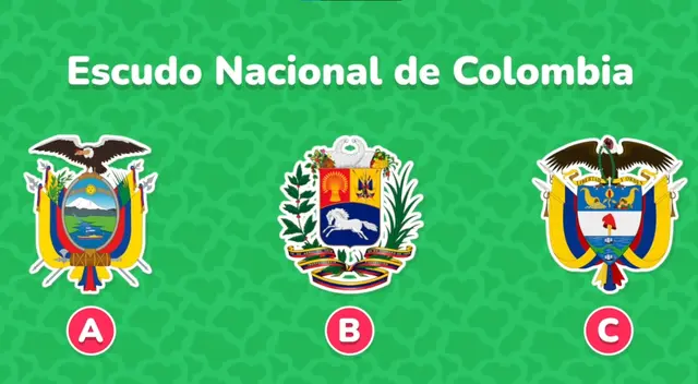¿Podrás descubrir cuál de las tres alternativas es el escudo nacional de Colombia?