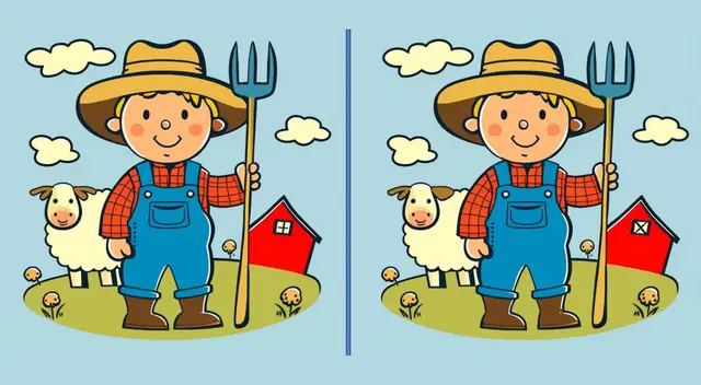 Ubica las 3 diferencias en la imagen del granjero en tiempo récord. Ubica las 3 diferencias en la imagen del granjero en tiempo récord.