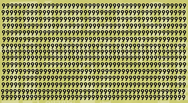 Solo tienes 5 segundos para que puedas encontrar el número '8' entre los '9'. ¿Crees que lo logres?