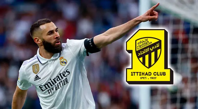 Karim Benzema en las pantallas de Arabia Saudita con camiseta de Al Ittihad