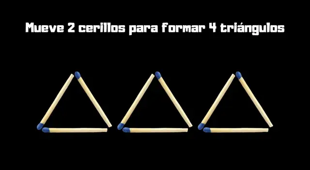 ¿Serás capaz de mover dos cerrillos y formar 4 triángulos sin problema alguno?