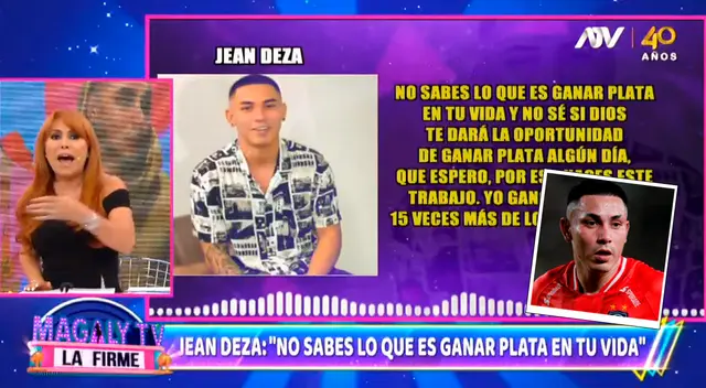 Magaly Medina defendió a su reportera de los comentarios de Jean Deza. Magaly Medina defendió a su reportera de los comentarios de Jean Deza.