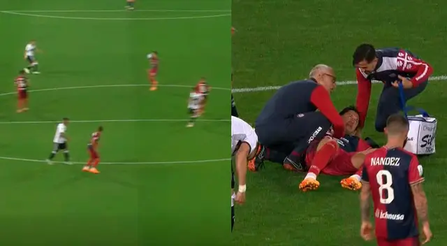 Gianluca Lapadula cayó al suelo tras recibir un pelotazo en el rostro. Gianluca Lapadula cayó al suelo tras recibir un pelotazo en el rostro.