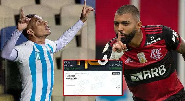 Aficionado espera ganar jugosa suma de dinero si es que el Racing Club anotase 1 o 2 goles al Flamengo.